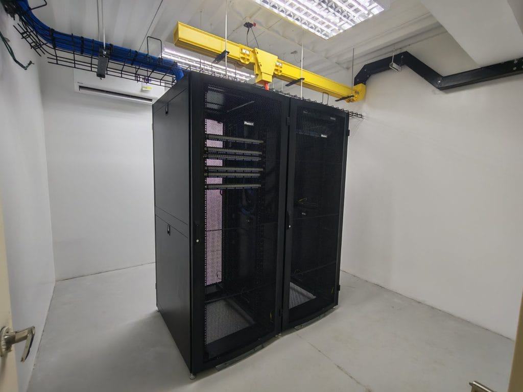 Data center server rack installation and structured network cabling setup for Alorica